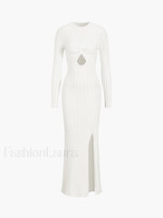 Coastal Allure Knotted Trendy Long Sweater Dress White / XS Sweaters L