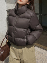 Cocoa Bean Stand Trendy Collar Quilted Puffer Coat Brown / S Winter Coats