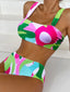 Color Strap High Waist Bikini Set ORANGE / S