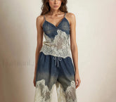 Colorblock Lace Pant Two Piece Set BLUESET / S