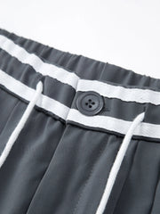 Contrast Binding Drawstring Trendy Straight Leg Pants Pants