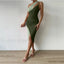 Contrast Cut Out Hip Midi Dress Green / M