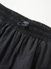 Contrast Piping Black Baggy Sweatpants Wide Leg Pants