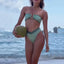 Contrast Strapless Bikini Set Green / S