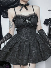 Corset Rose Print Mini Backless Lace A Line Black Shirring Slip Nightclub Patchwork Dress