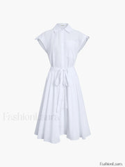 Cotton Blends Sleeveless Trendy Split Midi Dress Dresses