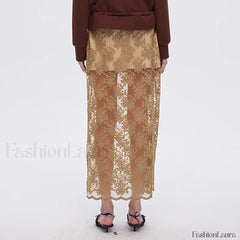 Cotton Embroidery Side Slit Skirt