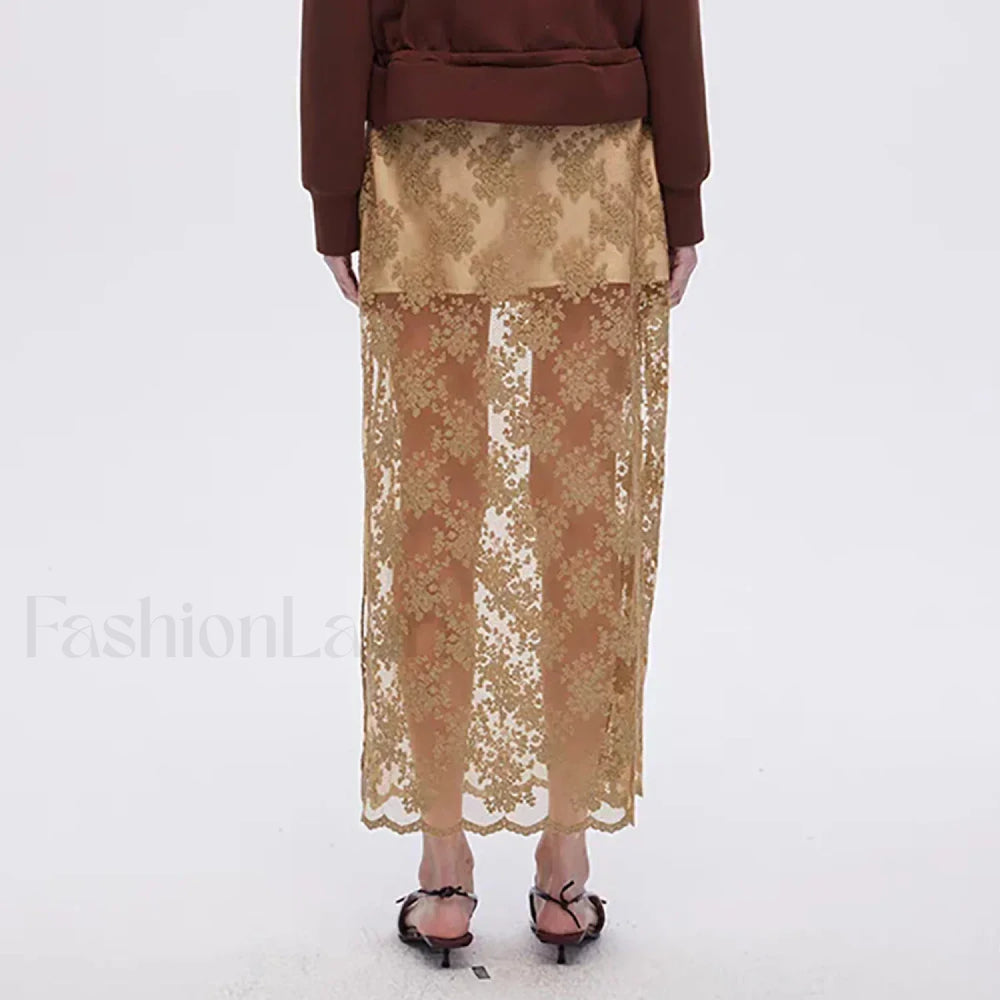 Cotton Embroidery Side Slit Skirt