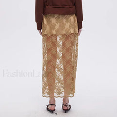 Cotton Embroidery Side Slit Skirt