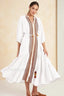 Cotton Flare Sleeve Boho Dress WHITE / S