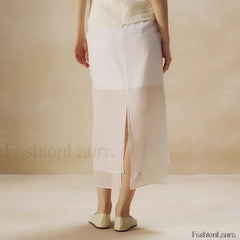 Cotton Floral Organza Slit Skirt