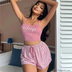 Cotton Home Clothes Tops Shorts Two Piece Set