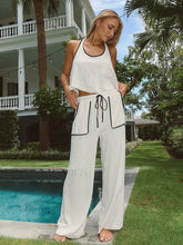 Cotton Lace Pajama Pants Two Piece Set WHITE / S