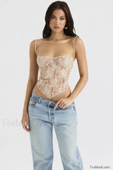 Cream Paisley Stylish Lace Top