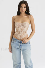 Cream Paisley Stylish Lace Top