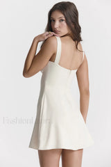 Cream White Stylish Mini Dress