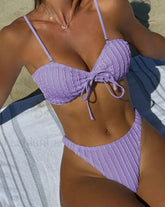 Crinkled Knotted Brazilian Bikini Set