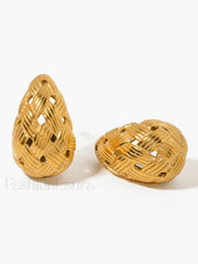 Crisscross Charming Honeycomb Earrings Gold / One Size Earrings