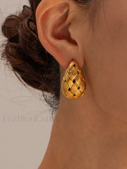 Crisscross Charming Honeycomb Earrings Gold / One Size Earrings