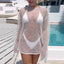 Crochet Cutout Tunic Beach Cover Up WHITE / S