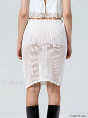 Crochet Flower Knitted Midi Skirt