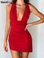 Cross Bandage Hipster Mini Dress Red / S