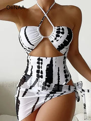 Cross Halter Mini Skirt Three Piece Set
