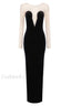 Crystal Mesh Long Charming Sleeve Velvet Dress XS / Black