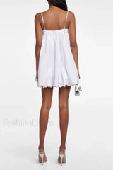 Crystal Trimmed Stylish Scallop Mini Dress