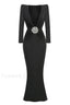 Cutout Crepe Stylish V Neck Dress XS / Black