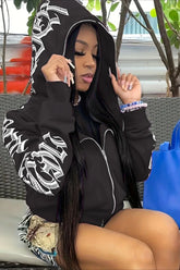 Cyber Y2K Gothic Punk Hoodie Black / S