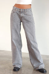 Vintage Low Rise Washed Straight Jeans