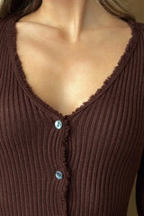 Solid Button Front Knit Sweater Dress