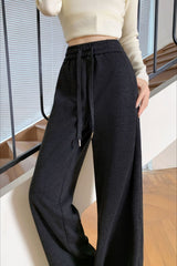 Plush Wool Draped Wide Leg Knit Pants