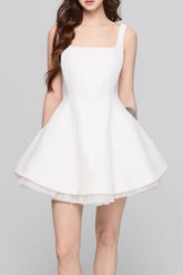 Square Neck Mesh Panel Mini Dress