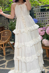 V-Neck Halter Tiered A-Line Boho Dress