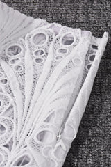 Elastic Waist Sheer Panel Cutout Bodycon Skirt