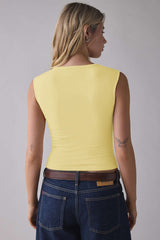 Deep V Ruched Sleeveless Tank Top