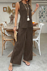 Striped Tank Top Wide Leg Pants Set