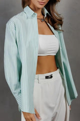 Relaxed Fit Striped Long Sleeve Blouse