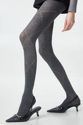Openwork Sheer Black Diamond Pattern Tights