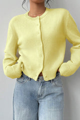 Lightweight Round Neck Button Cardigan