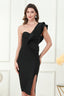 Bandage Slit Ruffle Cocktail Dress S / Black