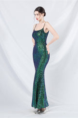 Elegant Sequin Cami Maxi Dress S / Green