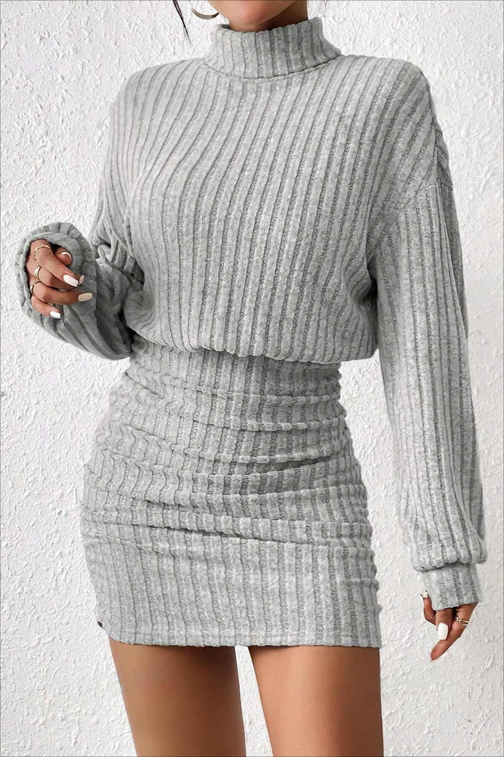 Slim Fit Ribbed Knit Sweater Dress