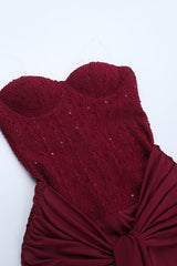 Ribbon Strapless Corset Maxi Evening Prom Dress