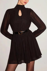 Backless Long Sleeve Mini Dress