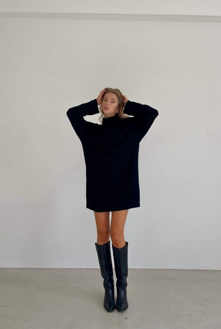 Solid Knit Pullover Sweater Dress