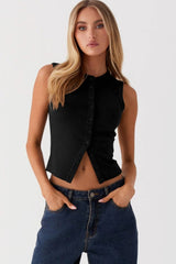 Round Neck Sleeveless Knit Top