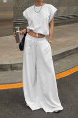 Sleeveless Vest Top Wide Leg Pants Set